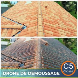 Drone de démoussage pulvérisation toiture