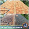 Drone de démoussage pulvérisation toiture