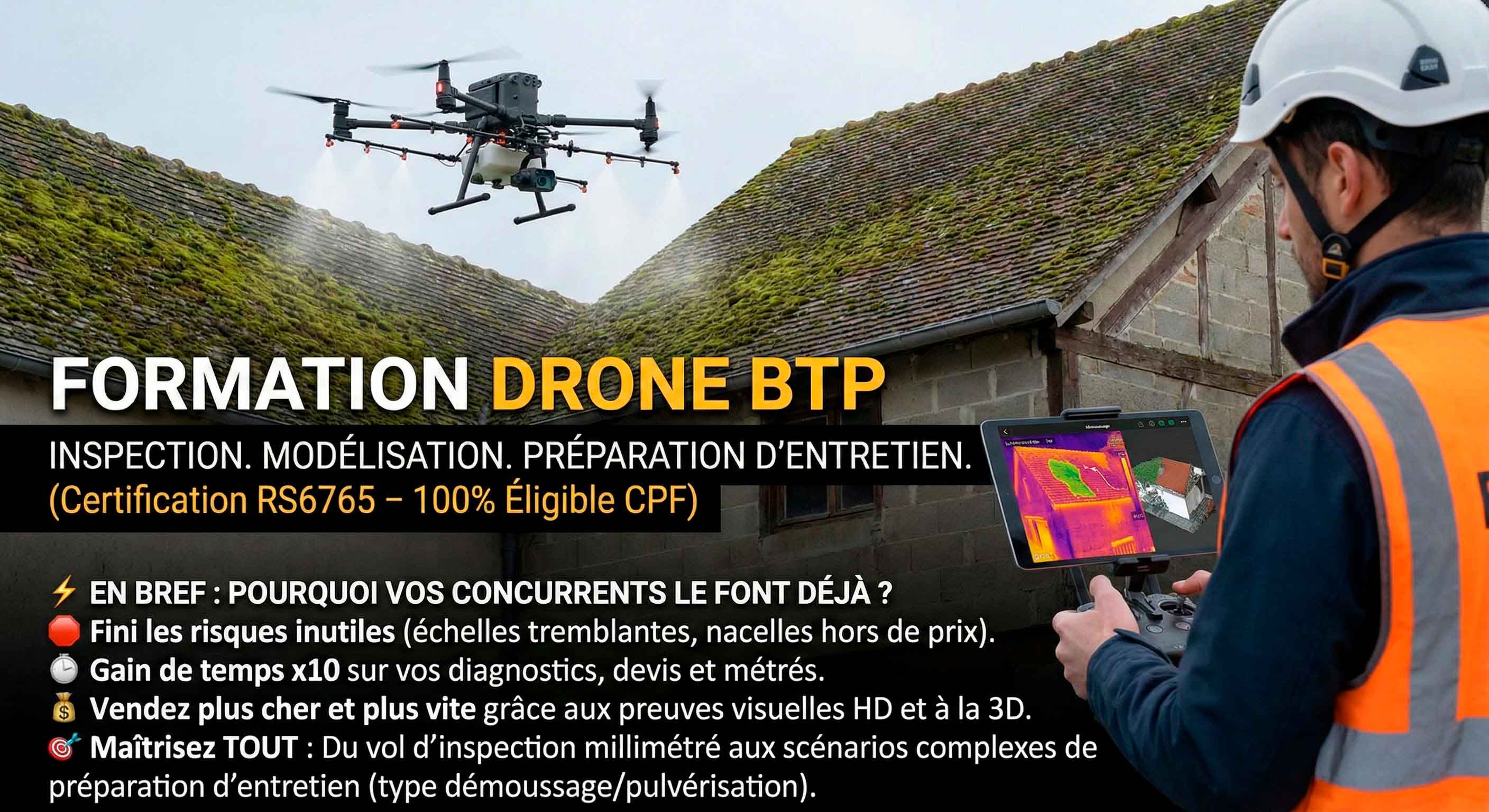 formation nettoyage entretien inspection et modélisation en drone